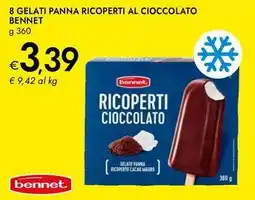 Bennet 8 gelati panna ricoperti al cioccolato BENNET offerta