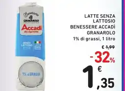 Spazio Conad Latte senza lattosio Benessere Accadì GRANAROLO 1% di grassi offerta