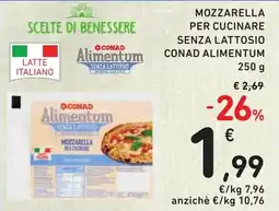 Spazio Conad Mozzarella per cucinare senza lattosio CONAD ALIMENTUM offerta