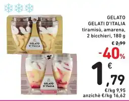 Spazio Conad Gelato GELATI D'ITALIA tiramisù, amarena, 2 bicchieri, offerta