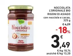 Spazio Conad Nocciolata l'originale BIO Rigoni di Asiago con nocciole e cacao offerta