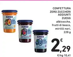 Spazio Conad Confettura zero zuccheri aggiunti ZUEGG albicocche, frutti di bosco, mirtilli neri offerta