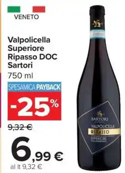 Carrefour Valpolicella Superiore Ripasso DOC Sartori offerta