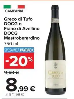 Carrefour Greco di Tufo DOCG o Fiano di Avellino DOCG Mastroberardino offerta