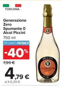 Carrefour Generazione Zero Spumante 0 Alcol Piccini offerta