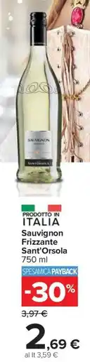 Carrefour Sauvignon Frizzante Sant'Orsola offerta