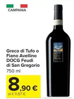 Carrefour Greco di Tufo o Fiano Avellino DOCG Feudi di San Gregorio offerta