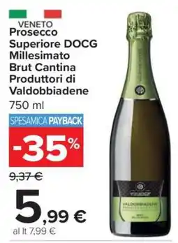 Carrefour Prosecco Superiore DOCG Millesimato Brut Cantina Produttori di Valdobbiadene offerta