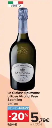 Carrefour La Gioiosa Spumante o Rosè Alcohol Free Sparkling offerta