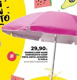 Ipercoop Ombrellone mare chiringuito coop tinta unita azzurro o viola offerta
