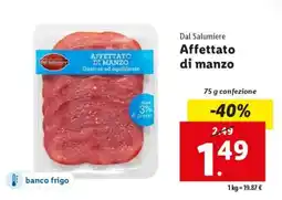 Lidl Affettato di manzo offerta