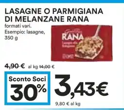 Coop Lasagne o Parmigiana di Melanzane Rana offerta