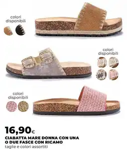 Ipercoop Ciabatta mare donna con una o due fasce con ricamo offerta