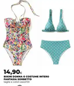 Ipercoop Bikini donna o costume intero fantasia sorbetto offerta