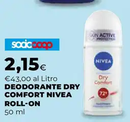 Ipercoop Deodorante dry comfort NIVEA roll-on offerta
