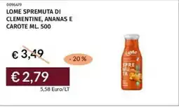 Prezzemolo e Vitale Lome spremuta di clementine, ananas e carote offerta