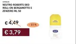Prezzemolo e Vitale Neutro roberts deo roll-on bergamotto e zenzero offerta