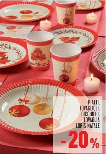Piatti, tovaglioli, bicchieri, tovaglia loris natale