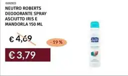 Prezzemolo e Vitale Neutro roberts deodorante spray asciutto iris e mandorla offerta
