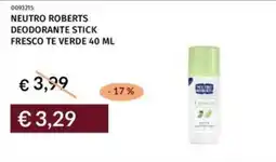 Prezzemolo e Vitale Neutro roberts deodorante stick fresco te verde offerta