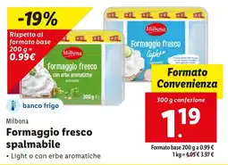 Lidl Milbona Formaggio fresco spalmabile offerta