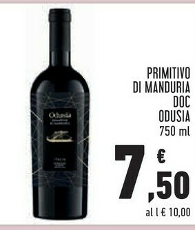 Conad Odusia primitivo di manduria 750 ml offerta
