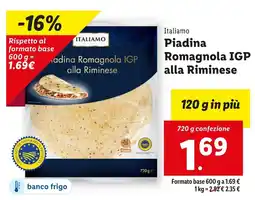 Lidl Italiamo Piadina Romagnola IGP alla Riminese offerta