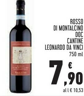 Conad Cantine leonardo da vinci rosso di montalino 750 ml offerta
