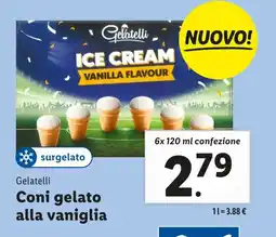Lidl Gelatelli Coni gelato alla vaniglia offerta
