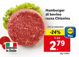 Lidl Hamburger di bovino razza Chianina offerta