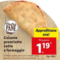 Lidl Calzone prosciutto cotto e formaggio offerta