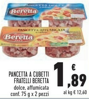 Conad Fratelli beretta - pancetta affumicata a cubetti 150 g(ml) offerta