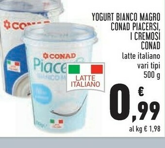 Conad Conad - yogurt magro bianco piacersi 500 g(ml) offerta