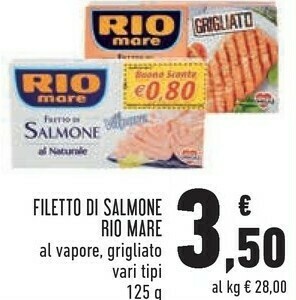 Conad Filetto di salmone al naturale al vapore 125 g(ml) offerta