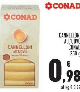 Conad Conad - cannelloni all'uovo 250 g offerta