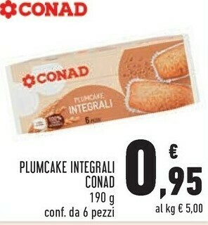Conad Plumcake integrali 190 g offerta