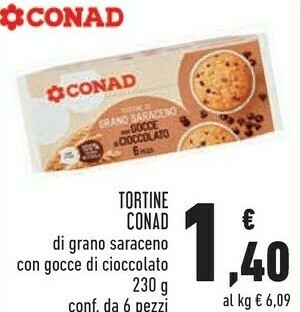 Conad Conad tortine di grano saraceno con gocce di cioccolato 230 g offerta