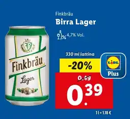 Lidl Finkbräu Birra Lager offerta