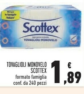 Conad Tovaglioli monovelo 240 pezzi offerta