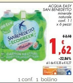Conad Acqua minerale naturale progetto ecogreen 1000 g(ml) offerta