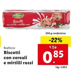 Lidl Realforno Biscotti con cereali e mirtilli rossi offerta