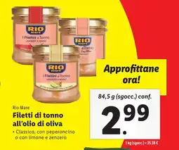 Lidl Rio Mare Filetti di tonno all'olio di oliva offerta