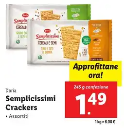 Lidl Doria Semplicissimi Crackers offerta