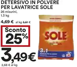 Coop Superstore Detersivo in polvere per lavatrice SOLE offerta