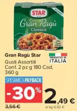 Carrefour Market Gran Ragù Star offerta