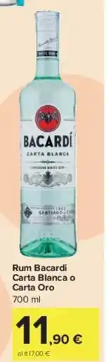 Carrefour Market Rum Bacardi Carta Blanca o Carta Oro offerta