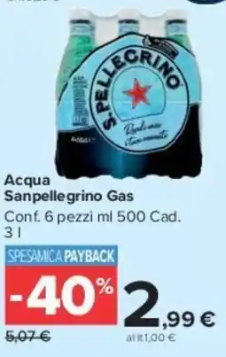 Carrefour Market Acqua Sanpellegrino Gas offerta