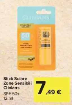 Carrefour Market Stick Solare Zone Sensibili Clinians SPF 50+ offerta
