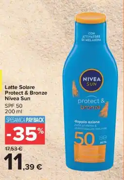 Carrefour Market Latte Solare Protect & Bronze Nivea Sun SPF 50 offerta