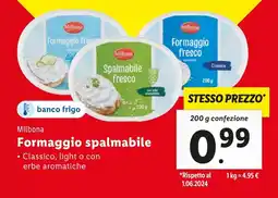 Lidl Milbona Formaggio spalmabile offerta
